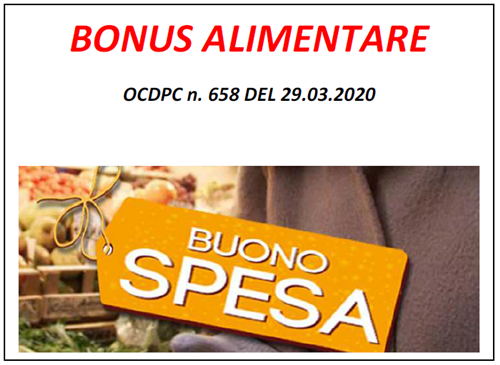 Emergenza COVI-19 CONCESSIONE DEL BUONO SPESA di cui all'OCDPC n, 658 del 29.03.2020